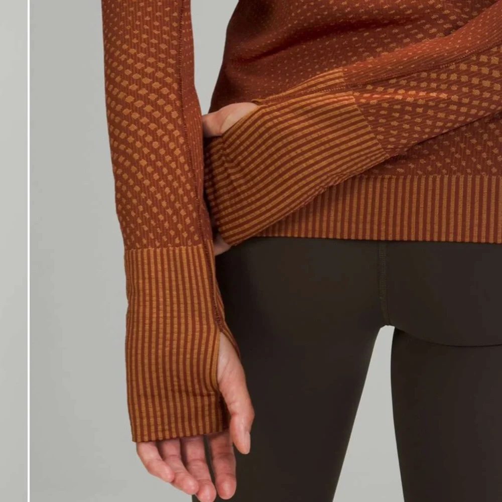 NWT Lululemon Rest Less Pullover Grid Warp Date Brown / Desert Sun Size 2 - Picture 8 of 10